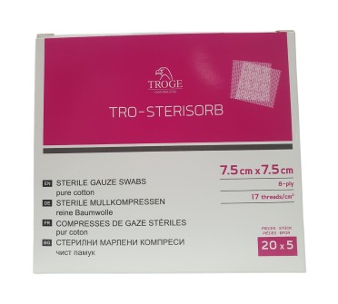 КОМПРЕС СТЕРИЛЕН 7.5см/7.5 х 5бр TROGE